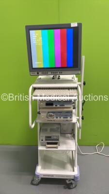 Olympus TC-C2 Compact Trolley with Olympus OEV191 Monitor, Olympus Visera OTV-S7 Camera Control Unit, Olympus Visera CLV-S40 Light Source and Sony UP-21MD Colour Video Printer (Powers Up) *S/N 7727834 / 7684624 / 7702412*