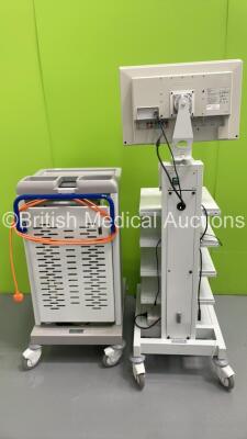 2 x EUK Stack Trolleys with Sony Monitor, Fujinon Fujifilm System 4400 Light Source and Fujinon Fujifilm System 4400 Processor HD (Powers Up) *S/N 1S088A278 / 1V49A278* - 6