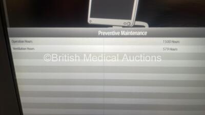 Mindray SV600 Ventilator on Trolley with Hoses *Mfd 2020* Software Version na - Operation Hours 1500 - Ventilation Hours 579 (Powers Up) *AA6-05004561* - 2