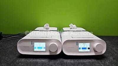 2 x Philips Respironics DreamStation Auto CPAP *Mfd 2017 & 2018* with 2 x DreamStation Humidifiers (Both Power Up with Stock Power Supply - Stock Power Supply Not Included) *SN J197748021C5A / J21391278C60D*