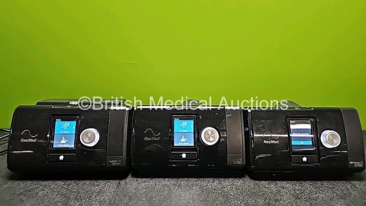 2 x ResMed Airsense 10 Autoset CPAP Units with 2 x Power Supplies (All Power Up and 1 x Faulty Power Supply) and 1 x ResMed Lumis 150 VPAP ST-A (Powers Up) *SN 22201202071 / 23221862598 / 23151308631*