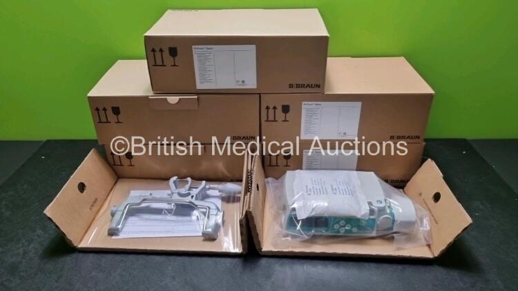 4 x B.Braun Perfusor Space Syringe Pumps *Mfd - 2020 (Like New In Box) with 4 x Pole Clamps *SN 572131 / 572115 / 572092 / 572110*
