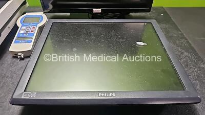 Mixed Lot Including 2 x Seca Scales, 1 x Inditherm Medical Cosytherm Unit, 1 x Delfi Portable Tourniquet System, 1 x Logik HD LCD TV and 1 x Philips LCD Touch Monitor *SN 11/7626 / 2006-1265 / B14C011388* - 6