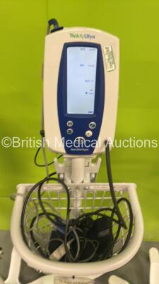 3 x Welch Allyn SPOT Vital Signs Monitors on Stands (All Power Up) and 1 x Welch Allyn Connex Vital Signs Monitor on Stand (No Power) - 4