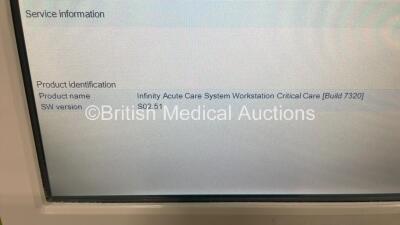 Drager Evita Infinity V500 Acute Care System Software Version S02.51 (Build 7320) Cockpit Running Hours 2827 - Ventilation Unit Running Hours 2836 with Hoses (Powers Up) *S/N ASEC0026* - 2