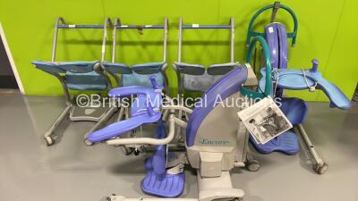 2 x Arjo Encore Electric Patient Hoists with 2 x Controllers and 1 x Battery (Both No Power) and 3 x Sara Stedy Patient Standing Aids