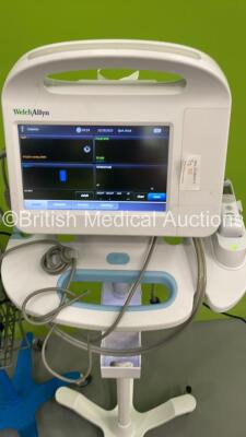 1 x Welch Allyn Connex Vital Signs 6000 Series Monitor on Stand and 2 x GE Dinamap Carescape V100 Vital Signs Monitors on Stands (All Power Up) *S/N (21) 100057702419 / SDT08340406SP / SDT08360325SP* - 2