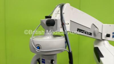 Zeiss OPMI Vario Dual Operated Surgical Microscope with 2 x Binoculars, 2 x 12,5x Eyepieces, 2 x 10x Eyepieces and Lens on S8n Stand with Footswitch - Damage to 1 x Wheel - See Photo (Powers Up with Good Bulb) - 6