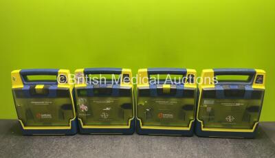 4 x Cardiac Science Powerheart AED G3 Automated External Defibrillators with 4 x Batteries (All Power Up)