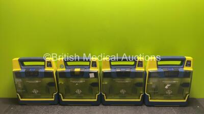 4 x Cardiac Science Powerheart AED G3 Automated External Defibrillators with 4 x Batteries (All Power Up)