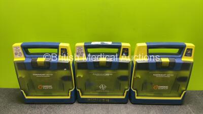 3 x Cardiac Science Powerheart AED G3 Automated External Defibrillators with 3 x Batteries (All Power Up)