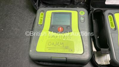 2 x Zoll AED PRO Defibrillators (Both Power Up) with 2 x 3 Lead ECG Leads, 2 x Batteries and 2 x Electrode Packs (1 In Date, 1 Expired) in Carry Cases - 2