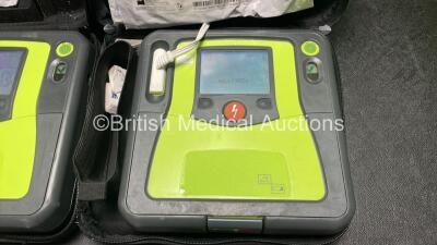 2 x Zoll AED PRO Defibrillators (Both Power Up) with 2 x 3 Lead ECG Leads, 2 x Batteries and 3 x Electrode Packs (1 In Date, 2 Expired) in Carry Cases - 3