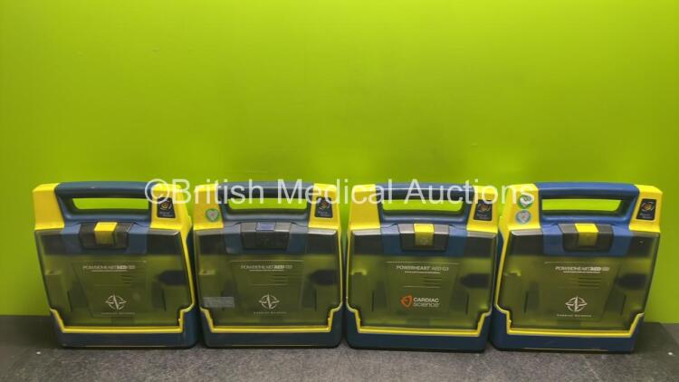 4 x Cardiac Science Powerheart AED G3 Automated External Defibrillators with 4 x Batteries in Carry Cases (All Power Up)