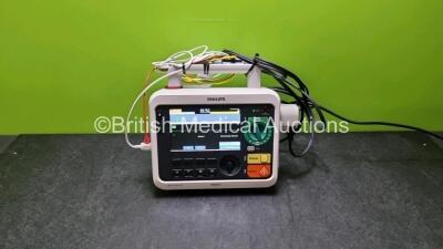 Philips Efficia DFM100 Defibrillator *Mfd - 2018* (Powers Up) Including ECG and Printer Options with 1 x Paddle Lead and 1 x 3 Lead ECG Lead