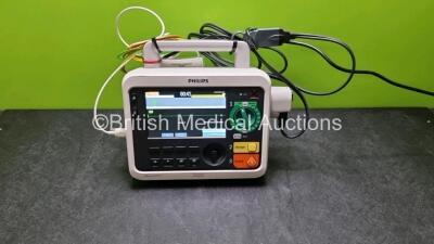 Philips Efficia DFM100 Defibrillator *Mfd - 2018* (Powers Up) Including Pacer, ECG and Printer Options with 1 x Paddle Lead and 1 x 3 Lead ECG Lead