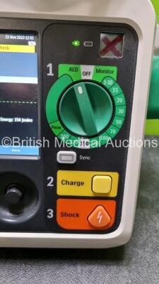 Philips Efficia DFM100 Defibrillator *Mfd - 2018* (Powers Up) Including Pacer, ECG, C02, SpO2 and Printer Options with 1 x Paddle Lead and 1 x 3 Lead ECG Lead - 3