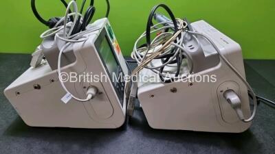 2 x Philips Heartstart XL+ Defibrillators (Both Power Up) Including Pacer, ECG and Printer Options with 2 x Paddle Lead, 2 x 3 Lead ECG Leads and 2 x Batteries - 4