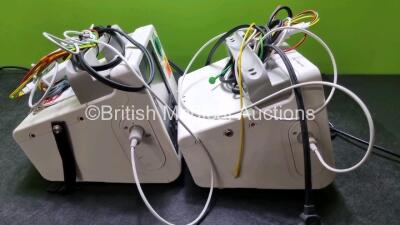 2 x Philips Heartstart XL+ Defibrillators (Both Power Up) Including Pacer, ECG and Printer Options with 2 x Paddle Lead, 2 x 3 Lead ECG Leads and 2 x Batteries - 4