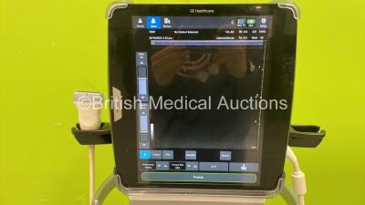 GE Venue 50 Ultrasound Scanner *Mfd - 28/07/2017* Version - R5.0.4 with 1 x 12L-SC Transducer / Probe *Mfd - 10/2019* on NZ Cart (Powers Up, Damaged Casing and Mark to Probe Head - See Photos) *607325WX0* - 2