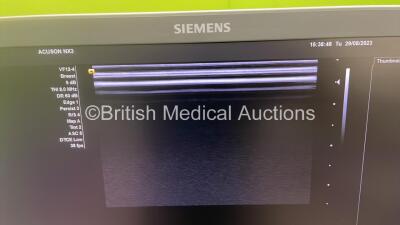 Siemens Acuson NX3 Elite Flat Screen Ultrasound Scanner *S/N (21)500539* **Mfd 10/2016** Update Version VA10H-1.0.07 (1063) with 2 x Transducers / Probes (CH5-2 *Mfd 10/2016* / VF10-5 *Mfd 2016* and VF12-4 *Mfd 2016*) (Powers Up - Damage to Screen Surroun - 10