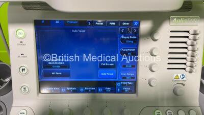 Toshiba Aplio 500 TUS-A500 Flat Screen Ultrasound Scanner *S/N T1E1323875* **Mfd 02/2013** Software Version AB_V3.00*R002 with 4 x Transducers / Probes (PVT-375BT *Mfd 09/2012* / PLT-1204BT *Mfd 02/2013* / PVT-674BT *Mfd 02/2011* and PVT-781VT * Mfd 02/20 - 4