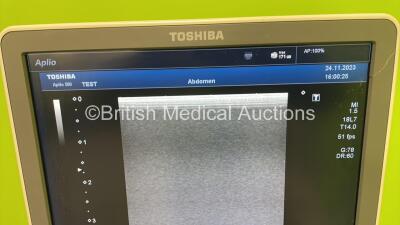 Toshiba Aplio 500 TUS-A500 Flat Screen Ultrasound Scanner *S/N T1E1323875* **Mfd 02/2013** Software Version AB_V3.00*R002 with 4 x Transducers / Probes (PVT-375BT *Mfd 09/2012* / PLT-1204BT *Mfd 02/2013* / PVT-674BT *Mfd 02/2011* and PVT-781VT * Mfd 02/20 - 12