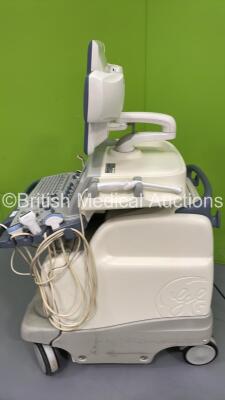 GE Logiq 9 Ultrasound Scanner Model 5177000-2 *S/N 93474US5* **Mfd 04/2008** Software Version R7.0.5 with 5 x Transducers / Probes ( i12L Ref 2264882 *Mfd 01/2008* / M12L Ref 2294512 *Mfd 12/2006* Cable Damaged - See Photo / 4C Ref 24013659 *Mfd 04/2011* - 5