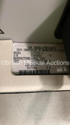 GE Logiq 9 Ultrasound Scanner Model 5177000-2 *S/N 93474US5* **Mfd 04/2008** Software Version R7.0.5 with 5 x Transducers / Probes ( i12L Ref 2264882 *Mfd 01/2008* / M12L Ref 2294512 *Mfd 12/2006* Cable Damaged - See Photo / 4C Ref 24013659 *Mfd 04/2011* - 9