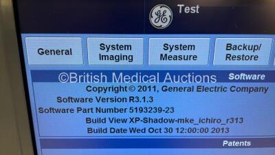 GE Logiq E9 Flat Screen Ultrasound Scanner Model 5205000-4 *S/N 97343US8* **Mfd 12/2009** Software Version R3.1.3 with Sony UP-D897 Digital Graphic Printer (Powers Up) ***IR440*** - 7