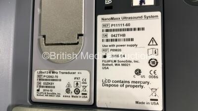 SonoSite NanoMaxx Portable Ultrasound Scanner Ref P11111-60 *S/N 042THB* **Mfd 04/2016** Boot Version 60.80.101.036 ARM Version 60.80.101.036 with 1 x Transducer / Probe (L25n/13-6MHz Ref P12092-70 *Mfd 10/2014*) on SonoSite Stand (Powers Up) - 4