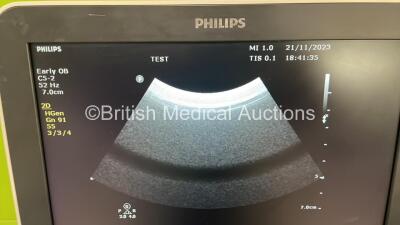 Philips ClearVue 650 Flat Screen Ultrasound Scanner Model OTD020 *S/N SZ915A0614* Release 3.3 with 2 x Transducers / Probes (C5-2 and C9-4v) and Sony UP-D898MD Digital Graphic Printer (Powers Up) ***IR439*** - 8