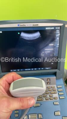 SonoSite MicroMaxx Portable Ultrasound Scanner Ref P08840-20 *S/N WK05CQ* **Mfd 08/2010** Boot Version 30.80.306.024 ARM Version 30.80.306.030 with 2 x Transducers / Probes (C60e/5-2 MHz Ref P07633-70 *Mfd 06/2015* and ICT/8-5 MHz Ref P04538-17A *Mfd 03/2 - 4