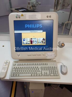 Philips Digital Diagnost X-ray System *Mfd - 2013* Including Philips Patient Table + Floor Plate, Philips Wall Stand with 1 x Built in Detector, 1 x Wired Detector, 1 x Charging Station for Detector -Detector Not Included), Philips Overhead Bucky with 201 - 12