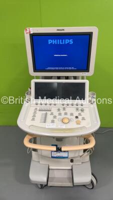 Philips iE33 Flat Screen Ultrasound Scanner Ref 8500-0082-01 *S/N B0MHZC* **Mfd 2013** with 4 x Transducers / Probes (L15-7io / C8-4v, S5-1 and D2CWC) (HDD REMOVED) ***IR427***