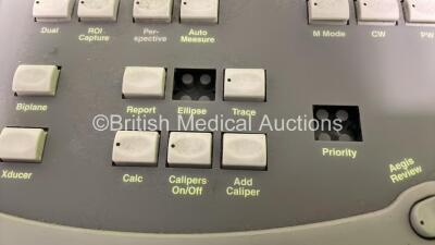 Acuson Aspen Ultrasound Scanner *S/N 31488* with 3 x Transducers / Probes (2 x Acuson 7 L7 and 1 x Acuson 4V2c) (Powers Up - 2 x Missing Dials) - 3