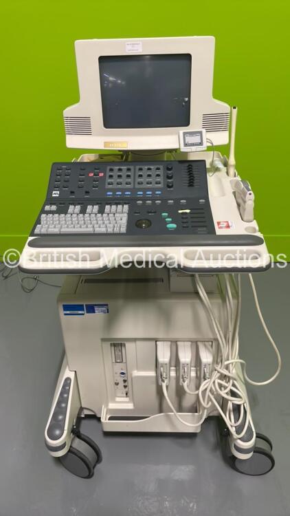 ATL HDI 3500 Ultrasound Scanner *S/N 0204PQ* **Mfd 06/2002** with 3 x Transducers / Probes (C5-2, L12-5 and C8-4v) and Sony UP-895MD Printer (Powers Up - HDD REMOVED)