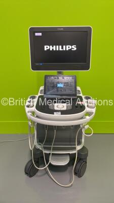 Philips Epiq 7G Flat Screen Ultrasound Scanner Ref 989605386721 *S/N US315B0127* **Mfd 2015** SVC HW A.0 with 2 x Transducers / Probes (L12-5 and C5-1) (Powers Up - HDD REMOVED)