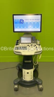GE Logiq S8 Flat Screen XDClear Ultrasound Scanner Ref 5669845 *S/N 313373SU3* **Mfd 12/2012** Software Version R3 Software Revision 2.1 with 2 x Transducers / Probes (ML6-15-D Ref 5199103 *Mfd 12/2016*) (Powers Up) **See PDF for PPM Report**