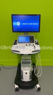 GE Logiq S7 Expert Flat Screen XDClear Ultrasound Scanner Ref R3 *S/N LS7001437* **Mfd 05/2017** Software Version R3 Software Revision 0.5 with 1 x Transducer / Probe (L8-18i-D Ref 5336965 *Mfd 01/2016*) (Powers Up) **See PDF for PPM Report**