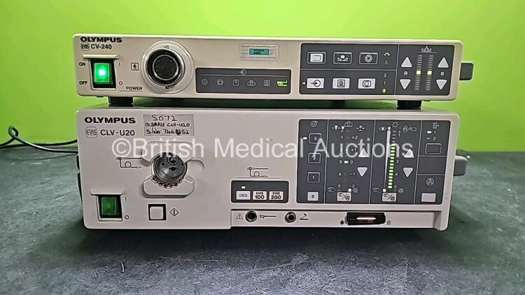 Job Lot Including 1 x Olympus CLV-U20 Light Source and 1 x Olympus CV-240 Video Processor (Both Power Up) *SN 7468352 / 7037483*