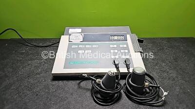 Enraf Nonius Sonopuls 590 Interferential Physio Electrotherapy Unit with 2 x Probes / Transducers (Powers Up, 2 x Damaged Cables and Damaged Casing - See Photo) *SN03929*