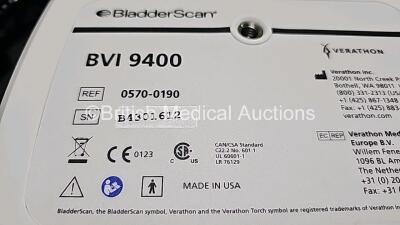 Verathon BladderScan BVI 9400 Scanner Ref 0570-0190 (Powers) with 2 x BladderScan Battery Chargers, 2 x Power Supplies and 5 x BladderScan Ref 0400-0066 Batteries *SN B4301612 / WO37079 / WO39410* *H* - 8