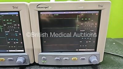 3 x Mindray Datascope Trio Patient Monitors Including ECG, SpO2, T1 and NIBP Options (2 x Power Up, 1 x Powers Up with Blank Screen, 1 x Damaged Handle and 1 x Damaged Button - See Photos) - 5