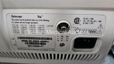 3 x Mindray Datascope Trio Patient Monitors Including ECG, SpO2, T1 and NIBP Options (2 x Power Up, 1 x Powers Up with Blank Screen, 1 x Damaged Handle and 1 x Damaged Button - See Photos) - 11