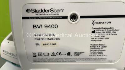 Verathon BVI 9400 Bladder Scanner Part No 0570-0190 on Stand with Transducer and 2 x Batteries and Battery Charger (Powers Up) *B4015266* (G) - 5