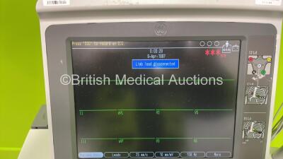 GE MAC 5500 ECG Machine on Stand with 10 Lead ECG Leads (Powers Up) *S/N SCD08071527PA* - 3