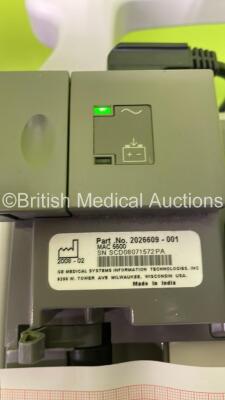 GE MAC 5500 ECG Machine on Stand with 10 Lead ECG Leads (Powers Up) *S/N SCD08071527PA* - 5