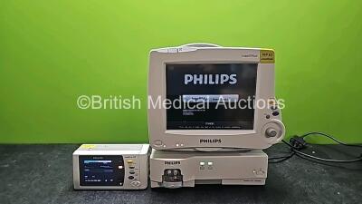 Philips IntelliVue MP30 Anesthesia Patient Monitor (Powers Up) with 1 x Philips IntelliVue X2 Handheld Patient Monitor Including ECG, SpO2, NBP, Temp and Press Options (Powers Up) and 1 x Philips IntelliVue G5 M1019A Gas Module with 1 x Water Trap (Powers