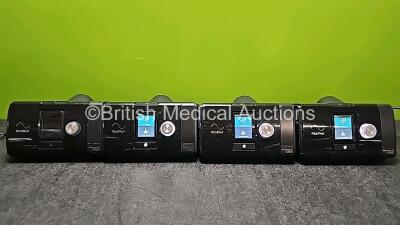 4 x ResMed Airsense 10 Autoset CPAP Units *1 x Mfd 2020* with 4 x Power Supplies (3 x Power Up, 1 x No Power - Damaged Connector, 1 x Missing Humidifier Chamber - See Photos) *SN 23202368930 / 23161671972 / 23182032432 / 23183338443*